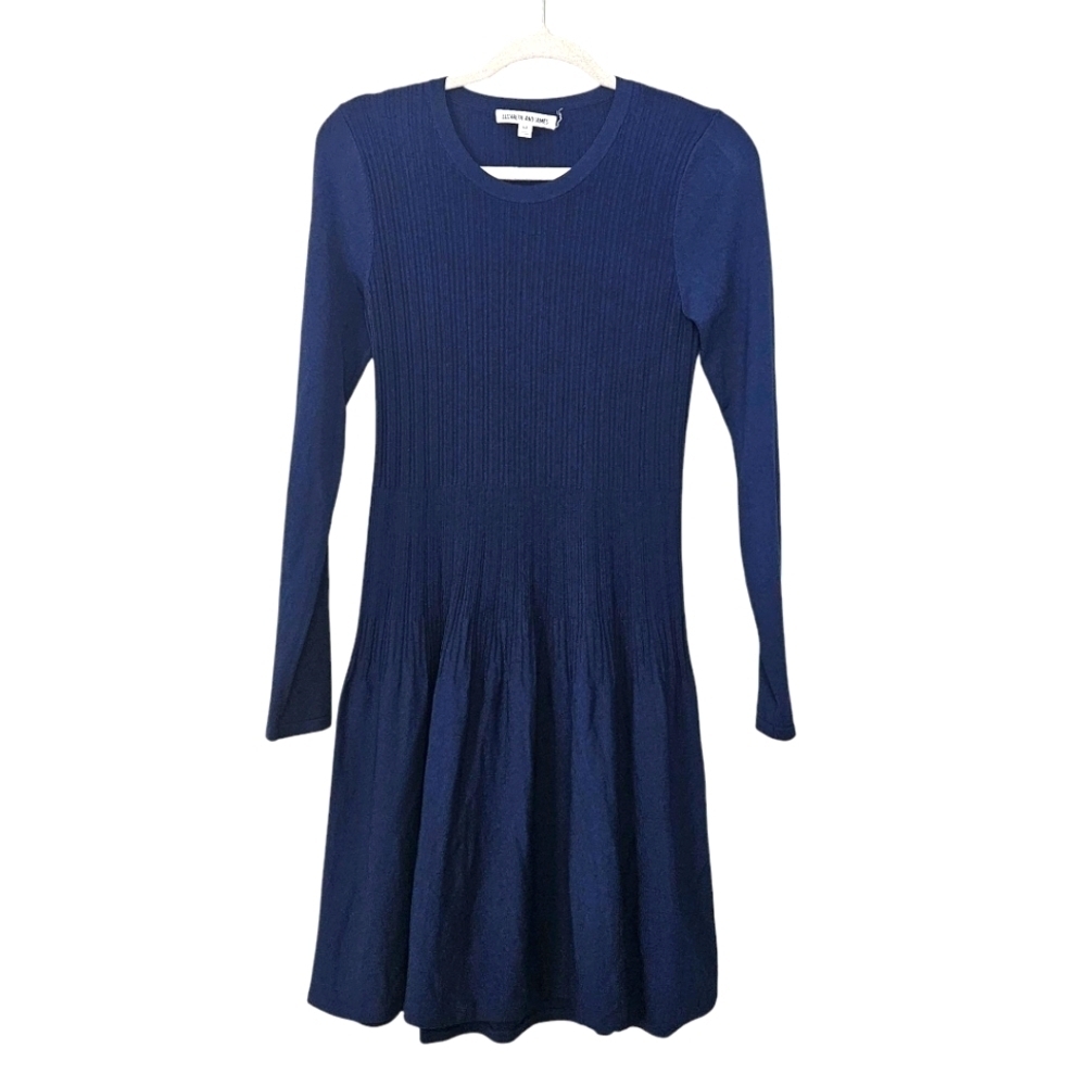 Elizabeth And James Textile Navy Blue Knit Fir Flare Dress Size M